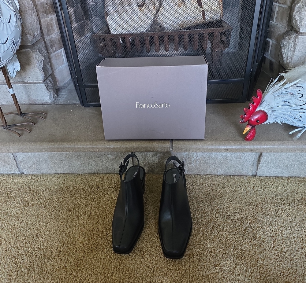 Franco Sarto Black Leather Women's Slingback Loafers